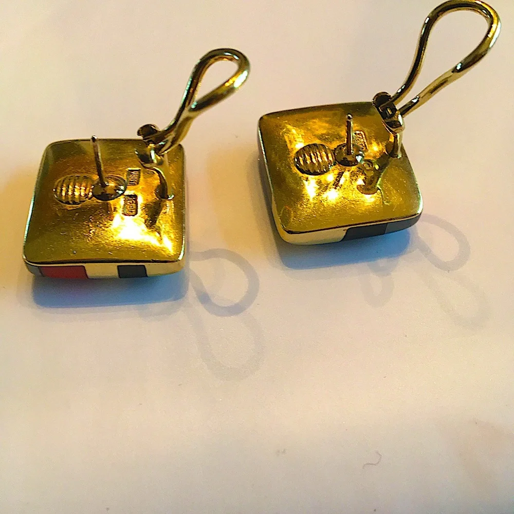 Rare🔥Tiffany Earrings.Angela Cummings SOLID18KYG.Coral,BlackOnyx,HematiteStamped - Picture 6 of 11